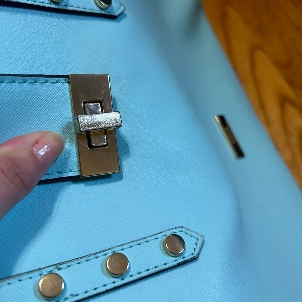 Trina Turk satchel purse bag, mint/turquoise, Pre owned And Flawed